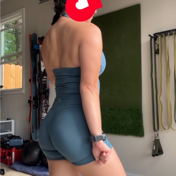 Oner Active Lake Blue Halter Top and High waisted Shorts - Picture 1 of 4
